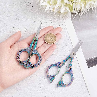 2Pcs 2 Style Stainless Steel Retro-style Sewing Scissors for Embroidery(TOOL-SC0001-29)-3