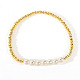 Bohemian Brass & Plastic Imitation Pearl Beaded Stretch Bracelets for Women(FQ1250)-1