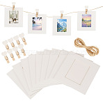 DIY Craft Kits, including 10Pcs Card Paper Picture Frames, 10Pcs Wooden Craft Pegs Clips and 5M Jute Cord, Tan, 94x88x1mm(DIY-TA0013-44)