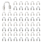 500Pcs 2 Color Brass Wire Guardians, Platinum & Silver, 4.5x4x1mm, Hole: 0.5mm(KK-FH0006-74)