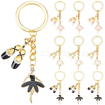 12Pcs 3 Colors Alloy Enamel Shoes Keychains, with Iron Rings, Golden, Mixed Color, 80mm, 4pcs/color(KEYC-SC00020)