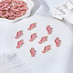 40Pcs Alloy Enamel Pendants, Light Gold, Sea Horse Charms, Pink, 20x10x1.5mm, Hole: 2mm(ENAM-LP0002-26)