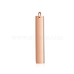 Ion Plating(IP) 304 Stainless Steel Pendants, with Jump Ring, Manual Polishing, Rectangle Charm, Stamping Blank Tag, Rose Gold, 32x6x1.5mm, Hole: 3mm(STAS-I311-14B-RG)