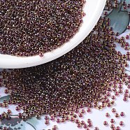 MIYUKI Round Rocailles Beads, Japanese Seed Beads, 11/0, (RR336) Wine Lined Peridot Luster, 11/0, 2x1.3mm, Hole: 0.8mm, about 5500pcs/50g(SEED-X0054-RR0336)