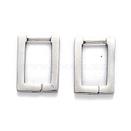 304 Stainless Steel Rectangle Huggie Hoop Earrings, Stainless Steel Color, 17.5x12.5x3mm, Pin: 1mm(STAS-H156-10B-P)