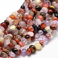 Mixed Natural Gemstone Nuggets Bead Strands, Tumbled Stone, Dyed, 6~10x9~12x8~10mm, Hole: 1mm, about 15.3 inch~15.7 inch(G-J337-14)