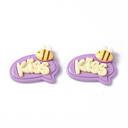 Opaque Resin Cabochons, Cartoon Style Speech Bubble Shape with Animal & Word, Bees Pattern, 23x29x6mm(CRES-P023-01D)
