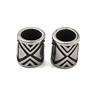 Column 304 Stainless Steel European Beads, Large Hole Beads, Antique Silver, Triangle, 10x8.5mm, Hole: 6mm(STAS-E214-10AS-02)