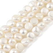 Natural Cultured Freshwater Pearl Beads Strands, Two Sides Polished, Floral White, 5.5~6mm, Hole: 0.5mm, about 31pcs/strand, 7.09''(18cm)(PEAR-A006-06)