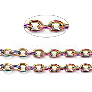 Ion Plating(IP) 304 Stainless Steel Cable Chains, with Spool, Unweled, Rainbow Color, 8x6x1.5mm, about 32.8 Feet(10m)/roll(STAS-A048-06MT)