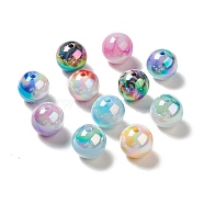 UV Plating Opaque Rainbow Iridescent Acrylic Beads, Round, Mixed Color, 15.5mm, Hole: 2.3mm(PACR-D069-04)