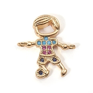 Brass Micro Pave Cubic Zirconia Links connectors, Boy, Colorful, Golden, 17x15.5x3mm, Hole: 1.2mm(X-ZIRC-L090-047G)
