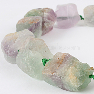 Natural Gemstone Fluorite Rough Nuggets Bead Strands, 13~40x10~26x10~23mm, Hole: 2mm, about 14~19pcs/strand, 16.54 inch(G-E219-08)