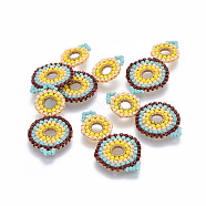 MIYUKI & TOHO Handmade Japanese Seed Beads Links, Loom Pattern, Cucurbit, Colorful, 32~33x17x1.5~2mm, Hole: 2mm(SEED-A027-G10)