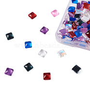 140Pcs 7 Colors Electroplate Glass Cabochons, Transparent, Faceted, Square, Mixed Color, 6x6x3.5mm, 20pcs/color(EGLA-CW0001-01)