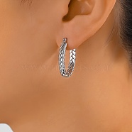 Stainless Steel Irregular Geometric Fashion Hoop Earrings for Women, Oval, Silver, 26x18mm(WL3823-4)