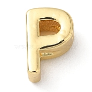 Rack Plating Brass Slide Charms, Cadmium Free & Lead Free, Real 18K Gold Plated, Letter, Letter P, 7.5x5x3.5mm, Hole: 1.4mm(KK-M254-15G-P)