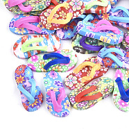 Handmade Polymer Clay Cabochons, Slipper, Mixed Color, 26~28x12~13x8~9mm(CLAY-S091-12)