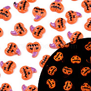 Helloween Theme Luminous Resin Decoden Cabochons, Glow in the Dark, Pumpkin, 11x10x3mm(CRES-T026-01B)