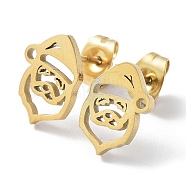304 Stainless Steel Stud Earrings, Hollow Santa Claus for Christmas, Golden, 11.5x8.5mm(EJEW-H136-14G)