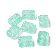 Transparent Spray Painted Glass Beads, Rectangle, Turquoise, 18x13x5.5mm, Hole: 1.4mm(GLAA-I050-08H)