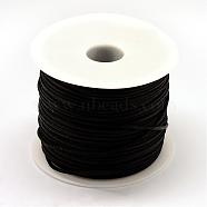 Nylon Thread, Rattail Satin Cord, Black, 1.5mm, about 49.21 yards(45m)/roll(NWIR-R033-1.5mm-900)