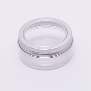 Round Aluminium Cover Plastic Box, Storage Containers for Cosmetic, Candles, Candies, with Screw Top Lid and Clear Window, Platinum, 2-3/4x1-1/4 inch(7.15x3.2cm), Inner Diameter: 60.5mm, Capacity: 50ml(CON-WH0079-29A)