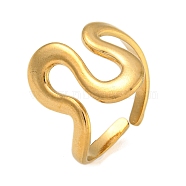 304 Stainless Steel Finger Ring, Cuff Ring, Real 18K Gold Plated, Inner Diameter: 19.5mm(RJEW-L125-01G-05)