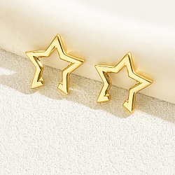 201 Stainless Steel Star Cuff Earrings, Real 18K Gold Plated(VR3458)