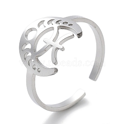 304 Stainless Steel Constellation Rings for Women, Pisces, 18mm, Inner Diameter: 18mm(RJEW-U024-01P-01)