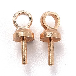 Brass Cup Peg Bails Pendants, For Half Drilled Bead, Light Gold, 7x3mm, Hole: 1.5mm, Pin: 0.5mm, 100pcs/bag(KK-Z018-01B-KCG)