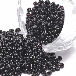 12/0 Glass Seed Beads, Opaque Colours Seed, Small Craft Beads for DIY Jewelry Making, Round, Round Hole, Black, 12/0, 2mm, Hole: 1mm, about 3333pcs/50g, 50g/bag, 18bags/2pounds(SEED-US0003-2mm-49)