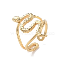 304 Stainless Steel Open Cuff Rings for Women, Snake, Real 18K Gold Plated, 23mm, Inner Diameter: Adjustable(RJEW-M020-01G-05)