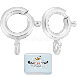 925 Sterling Silver Spring Ring Clasps, Ring, with 925 Stamp, Silver, 11.5x9.5x2mm, Hole: 2mm, 10pcs/set(STER-BBC0007-81S-04)