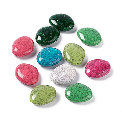 Crackle Opaque Acrylic Beads, Imitation Turquoise, Oval, Mixed Color, 29.5x24.5x9.5mm, Hole: 2mm, about 106pcs/500g(OACR-C006-30)
