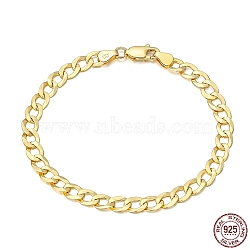 925 Sterling Silver Curb Chain Bracelets, with S925 Stamp, Golden, 7-7/8 inch(20cm)(BJEW-I314-007D-G)