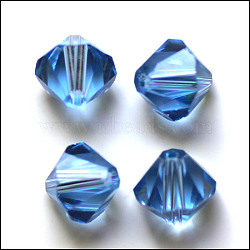 Imitation Austrian Crystal Beads, Grade AAA, K9 Glass, Faceted, Bicone, Cornflower Blue, 8x8mm, Hole: 0.9~1mm(SWAR-F022-8x8mm-211)