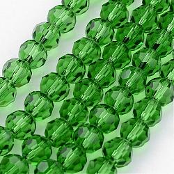 Transparent Glass Bead Strands, Imitate Austrian Crystal, Faceted(32 Facets), Round, Lime Green, 10mm, Hole: 1mm, about 65~68pcs/strand, 58~62cm(GLAA-G013-10mm-54)