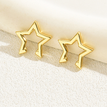 201 Stainless Steel Star Cuff Earrings, Real 18K Gold Plated