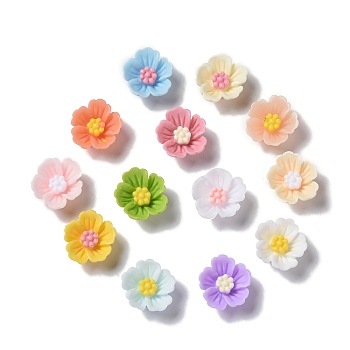 Opaque Resin Cabochons, Flower, Mixed Color, 14.5x15x6mm