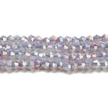 Baking Painted Transparent Glass Beads Strands, Imitation Opalite, AB Color, Faceted, Bicone, Light Grey, 3x2.5mm, Hole: 0.8mm, about 168~172pcs/strand, 16.30~17.01 inch(41.4~43.2cm)