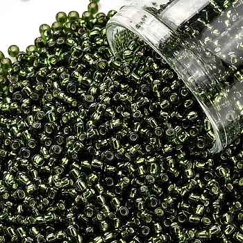TOHO Round Seed Beads, Japanese Seed Beads, (37) Silver Lined Olivine, 11/0, 2.2mm, Hole: 0.8mm, about 50000pcs/pound