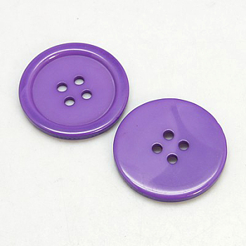 Resin Buttons, Dyed, Flat Round, Dark Orchid, 25x3mm, Hole: 2mm, 98pcs/bag