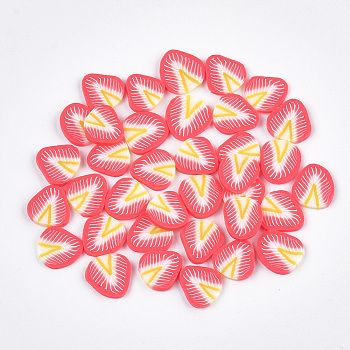 Handmade Polymer Clay Nail Art Decoration, Fashion Nail Care Cabochons, Strawberry, Colorful, 10~11x10~11x1~2mm