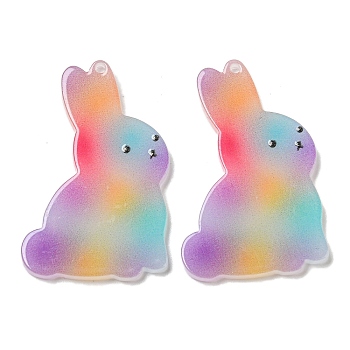 Opaque Acrylic Pendants, Rabbit, 38x24x2mm, Hole: 1.6mm