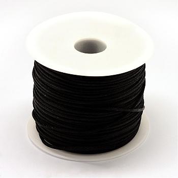 Nylon Thread, Rattail Satin Cord, Black, 1.5mm, about 49.21 yards(45m)/roll