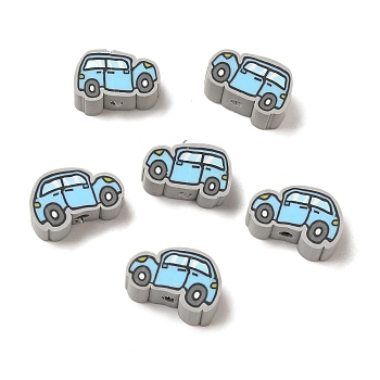 Polymer Clay Beads, Car, Light Sky Blue, 8x12x6mm, Hole: 2mm