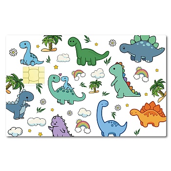 PVC Plastic Waterproof Card Stickers, Self-adhesion Card Skin for Bank Card Decor, Rectangle, Dinosaur, 186.3x137.3mm