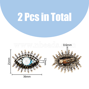 dicosmetic 2pcs broche en plastique en forme d'oeil de perle avec des graines de verre perlées(JEWB-DC0001-11)-2