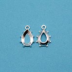 Electroplating Alloy Pendant Cabochon Settings, Open Back Bezel, Cadmium Free & Lead Free, Teardrop, Silver, Tray: 12x9mm, 18x12x4mm, Hole: 2mm(FIND-WH0005-62S)